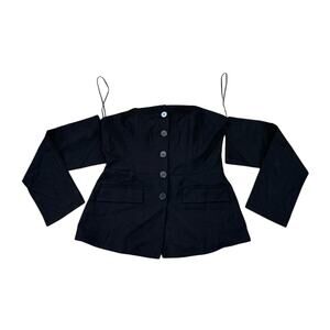 NWT Kianna Magelaki Abril Off Shoulder Black Button Blazer Top Women's 10